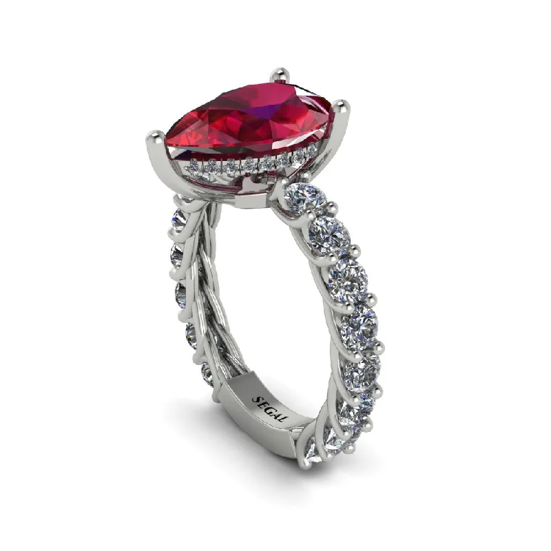 halo diamond engagement rings for ladies-14K Gold Pear-Shaped Ruby Engagement Ring - Raquel No. 12