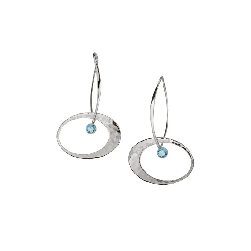 ladies large hoop earrings-Blue Topaz Sterling Silver Earrings