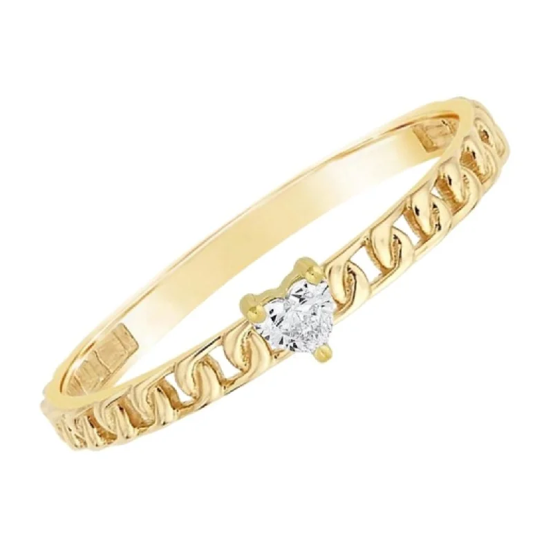 ladies custom engagement rings-Cuban Chain Ring Center Diamond