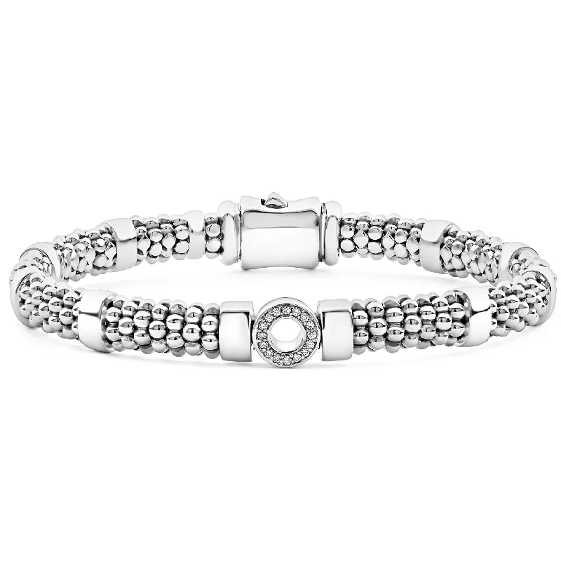 ladies leather bracelets-Caviar Spark Small Single Station Diamond Circle Caviar Bracelet | 6mm