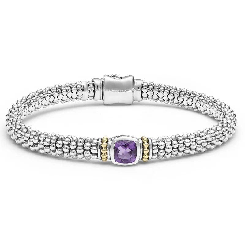 ladies personalized bracelets-Rittenhouse Amethyst Caviar Bracelet | 6mm