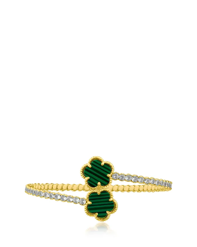 ladies sterling silver bracelets-Double Clover Resin Bracelet