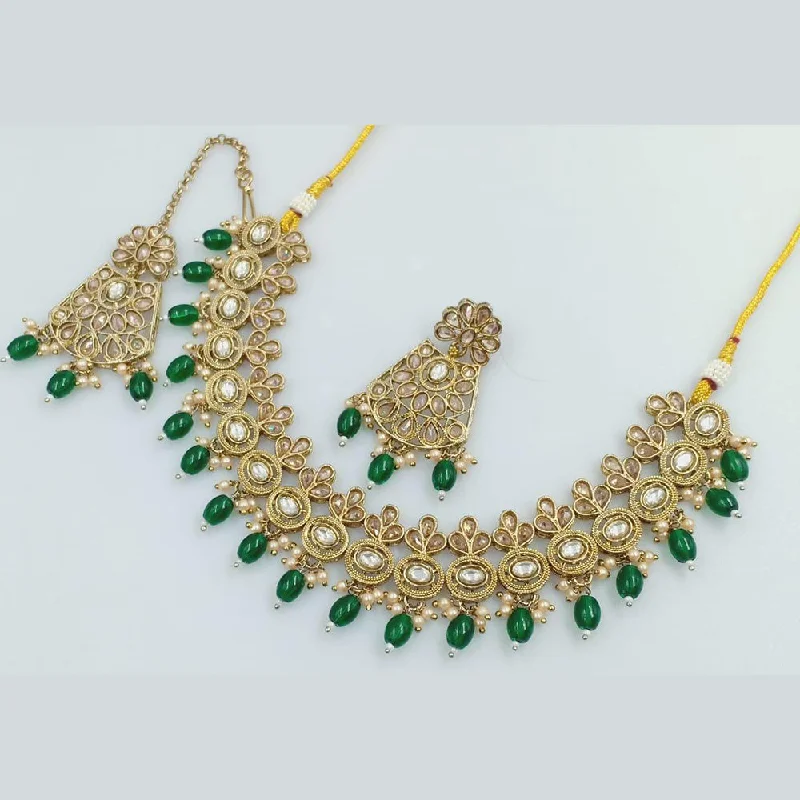 ladies artistic necklaces-Manisha Jewellery Gold Plated Crystal Stone Pearls Necklace Set