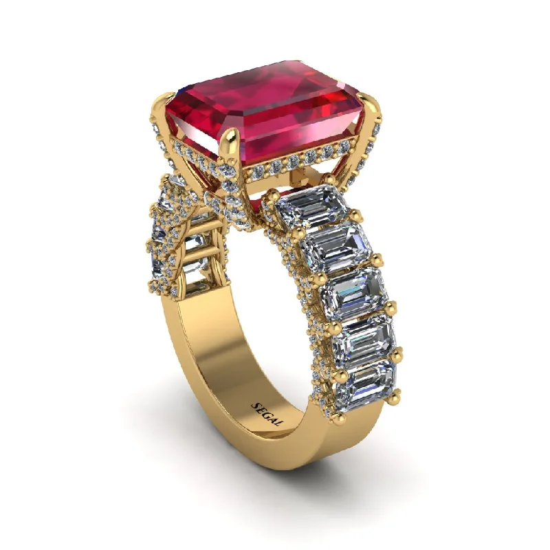 colored diamond ladies engagement rings-Luxury Emerald Cut Ruby Engagement Ring - Nadia No. 10