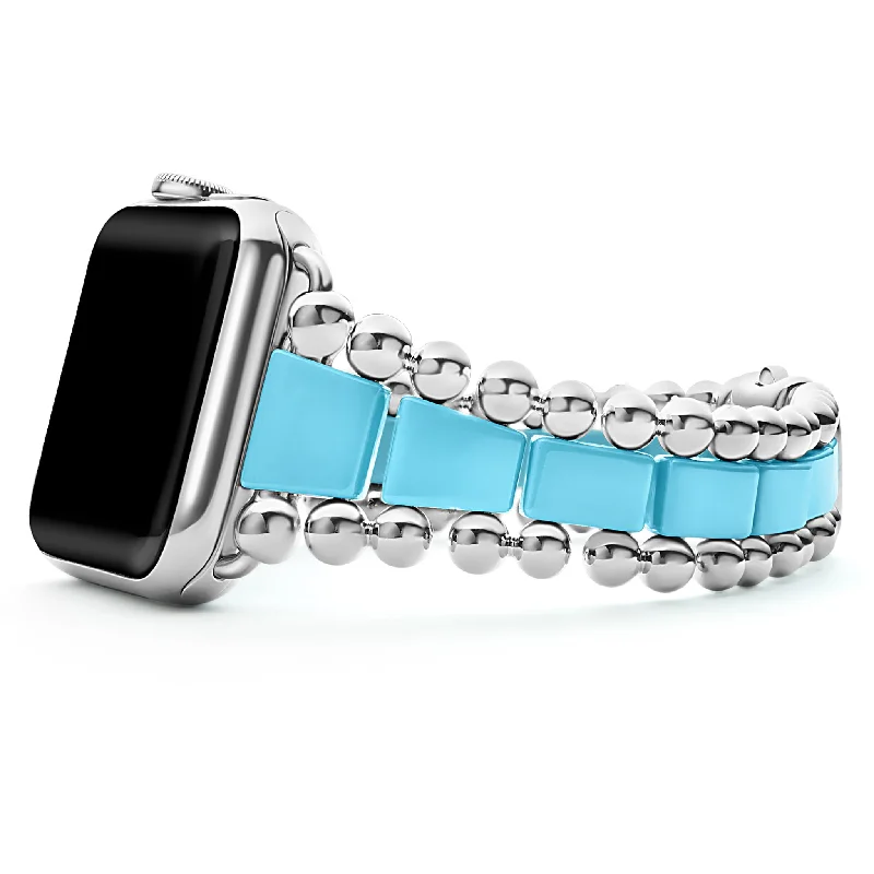 ladies friendship bracelets-Smart Caviar Blue Ceramic and Stainless Steel Watch Bracelet-42-49mm