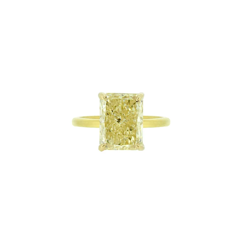 ladies animal motif rings-18 Karat Yellow Gold Ring with GIA Fancy Yellow Radiant Cut Diamond