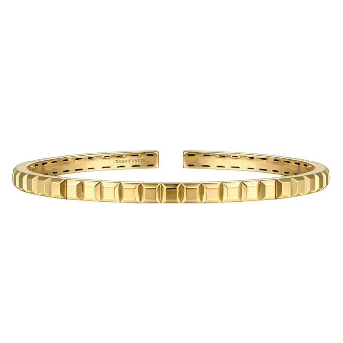 ladies gold chain bracelets-14K Yellow Plain Gold Split Bangle Bracelet