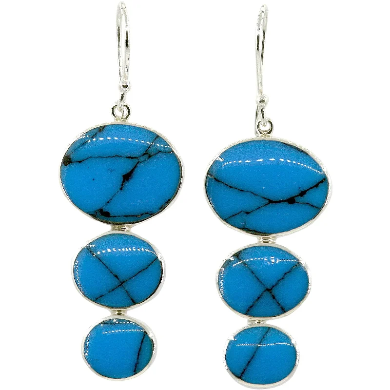 ladies minimalist earrings-Turquoise Oval Earrings