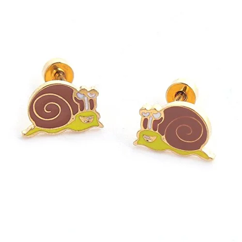 ladies crystal stud earrings-SEXY SPARKLES stainless steel Snail stud earrings for girls teens women Hypoallergenic jewelry