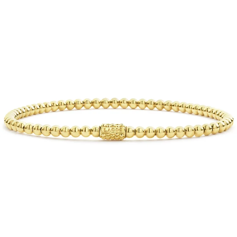 ladies braided gold bracelets-Caviar Gold 18K Gold Bead Bracelet | 3mm