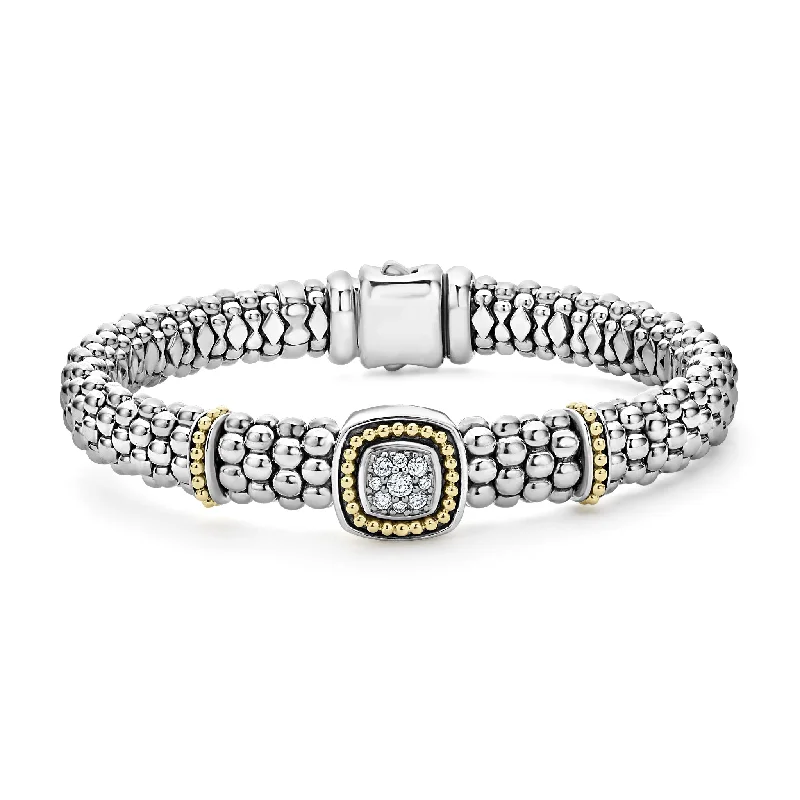 ladies friendship bangle sets-Rittenhouse Two-Tone Diamond Caviar Bracelet | 9mm