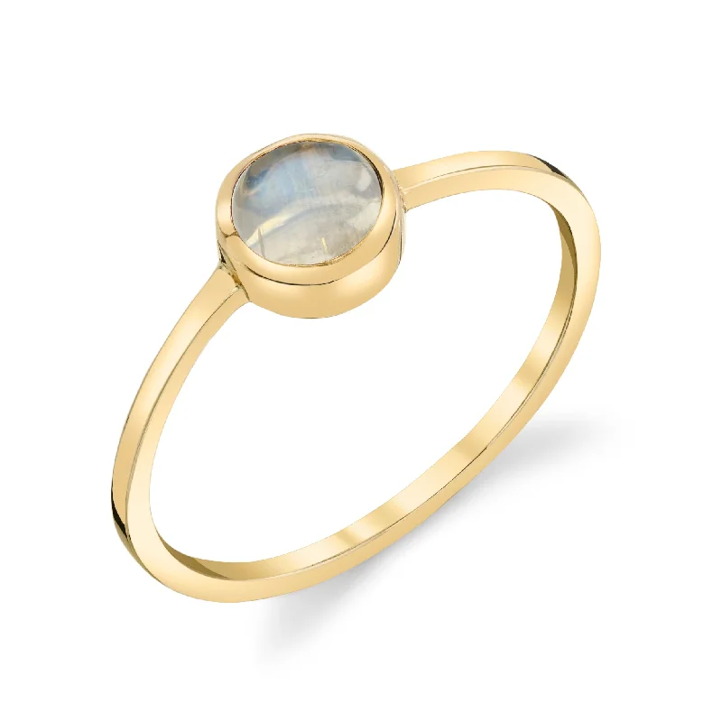 ladies chunky rings-Round Cab Ring - Moonstone