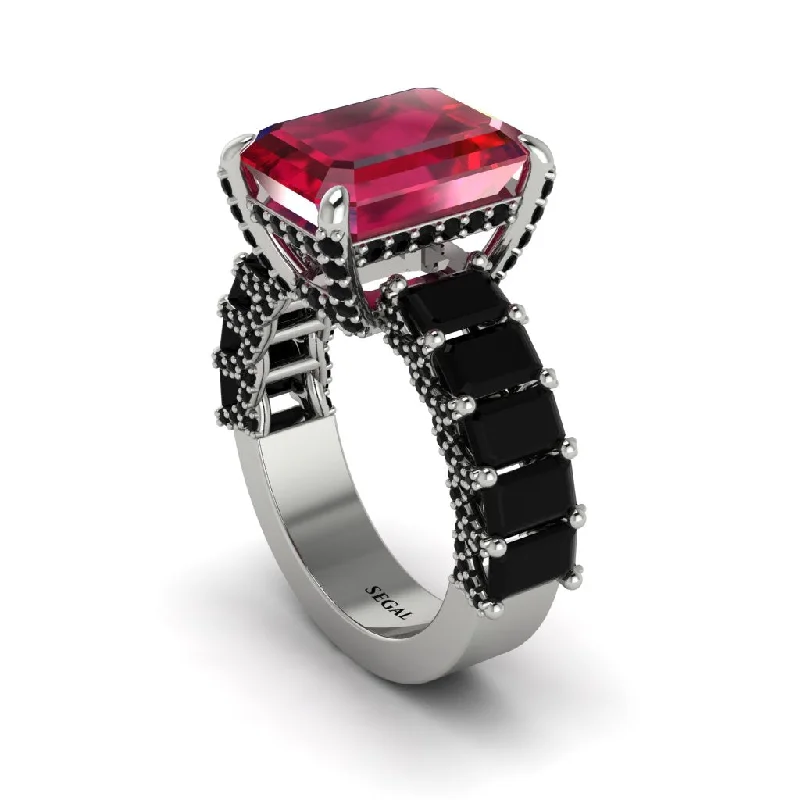 ladies engagement rings with diamonds-Luxury Emerald Cut Ruby Engagement Ring - Nadia No. 42