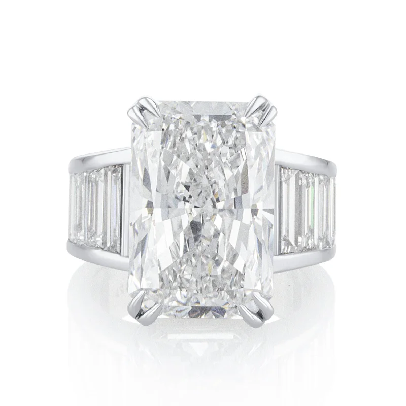 ladies boho rings-3.64 Carat Lab Grown Radiant Cut Diamond Ring that is Channel Set and set in 14K White Gold