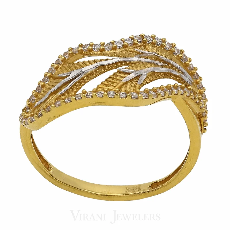 ladies silver rings-22K Gold CZ Ring