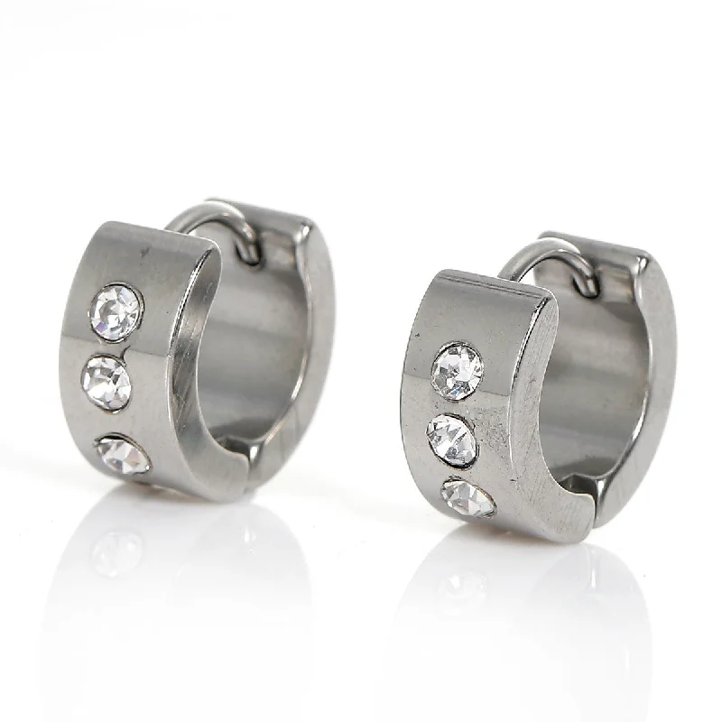 ladies seasonal earrings-Sexy Sparkles Titanium Steel Mens Womens Hoop Earrings Piercings Huggie Hypoallergenic