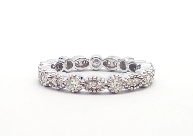 ladies flower rings-Monique Lhuillier Alternating Marquise & Round Eternity Band AD. NO-2056