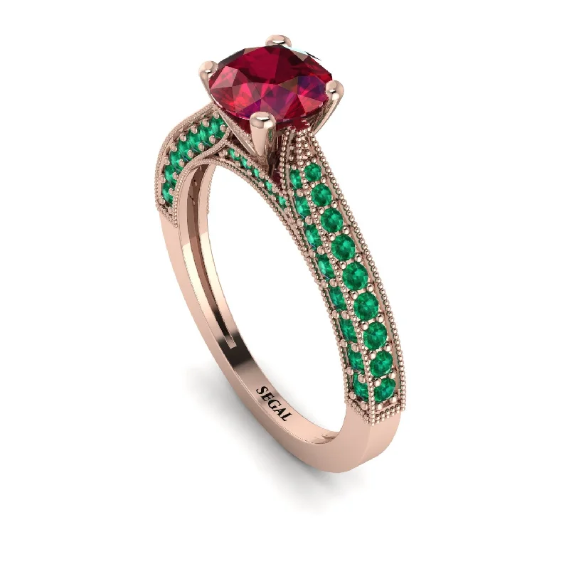 unique engagement rings for ladies with sapphire-Classic Vintage Ruby Engagement Ring - Kathryn No. 26