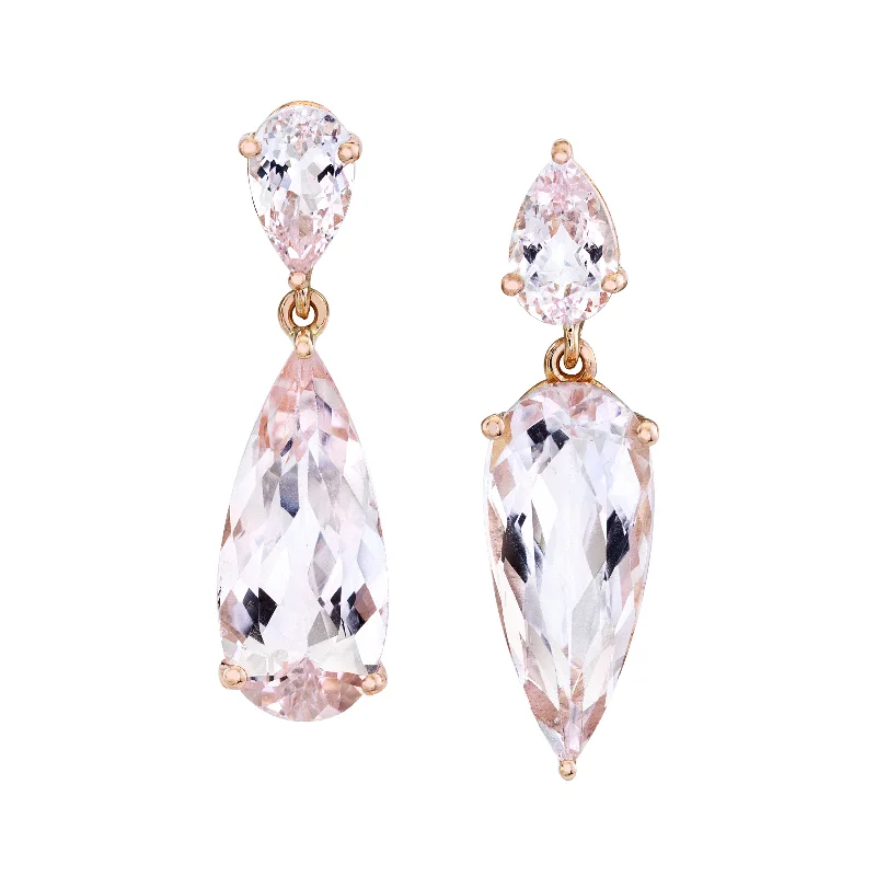 ladies stylish earrings-Morganite Twin Drop Earrings