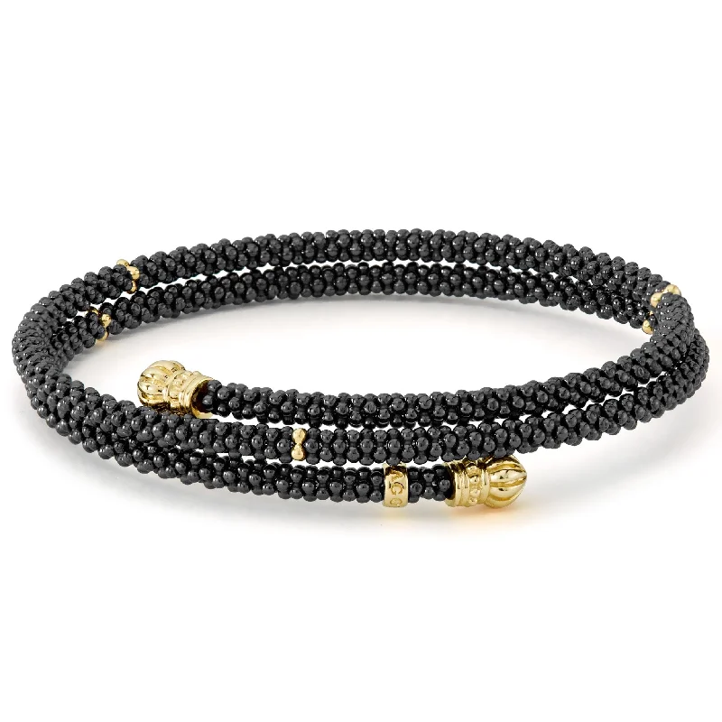 ladies pearl bracelet sets-Black Caviar Ceramic Wrap Bracelet | 3mm