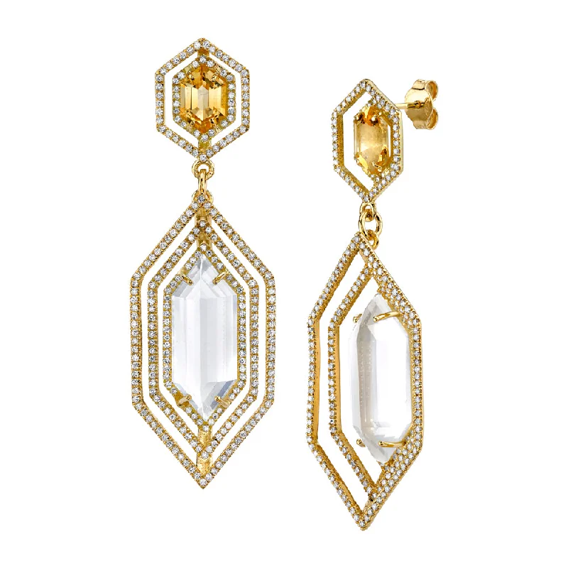 ladies gold drop earrings-Strata Diamond Earrings