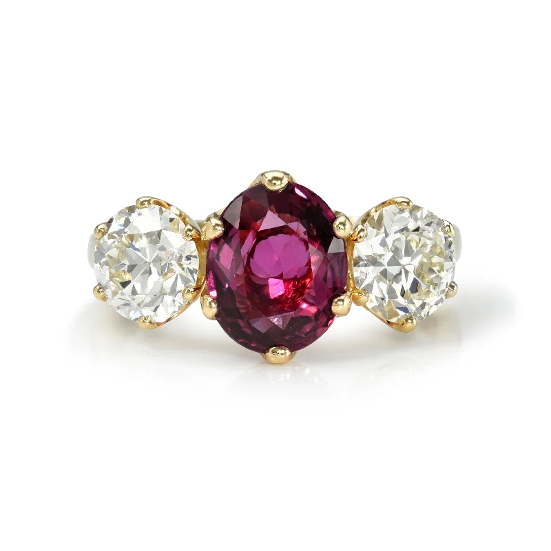 ladies fashion statement rings-THREE STONE GIA