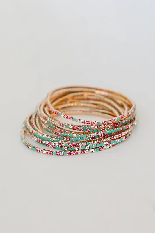 ladies vintage gold bangles-FINAL SALE - Scarlett Multi Rhinestone Bracelet Set