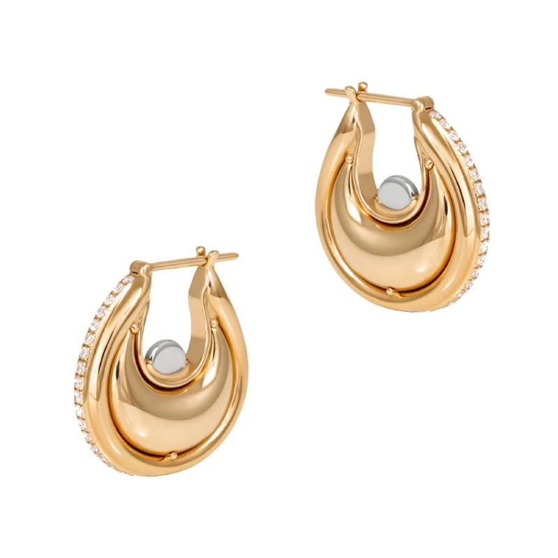 ladies dangling earrings-Diana Gold Earrings, Small