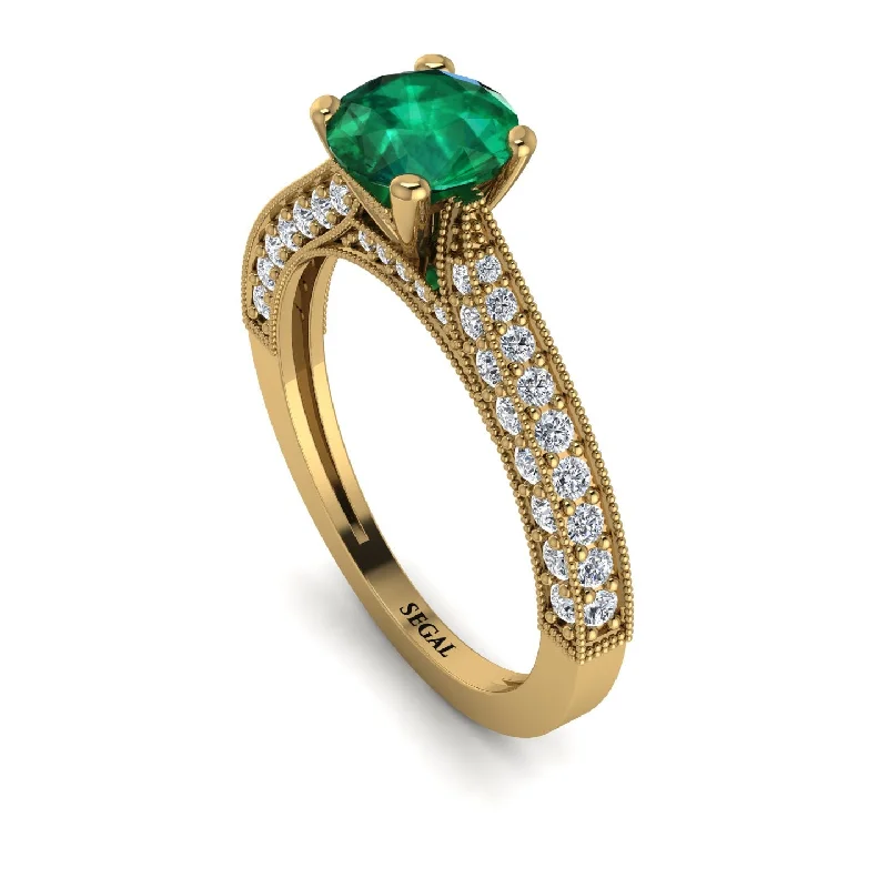 unique solitaire ladies engagement rings-Classic Vintage Emerald Engagement Ring - Kathryn No. 4