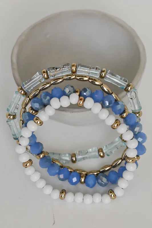 ladies gold-filled bangles-FINAL SALE - Stella Blue Beaded Bracelet Set