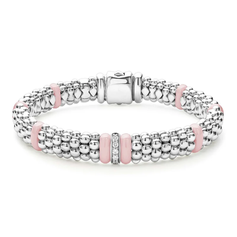 ladies timeless bangles-Pink Caviar Single Station Diamond Caviar Bracelet | 9mm