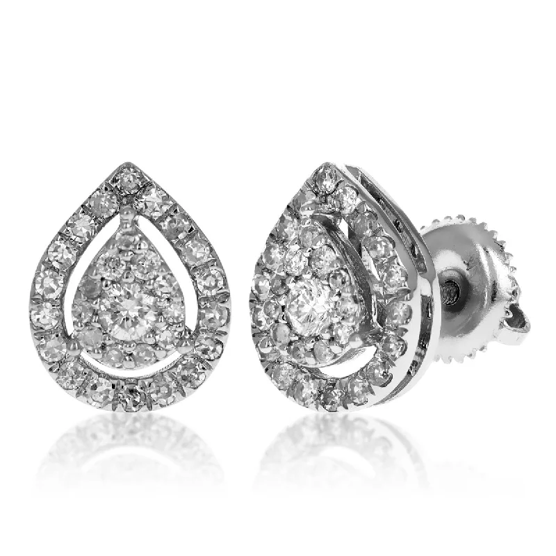 ladies small earrings-Diamond Pear Shaped Stud Earrings | 14K Gold