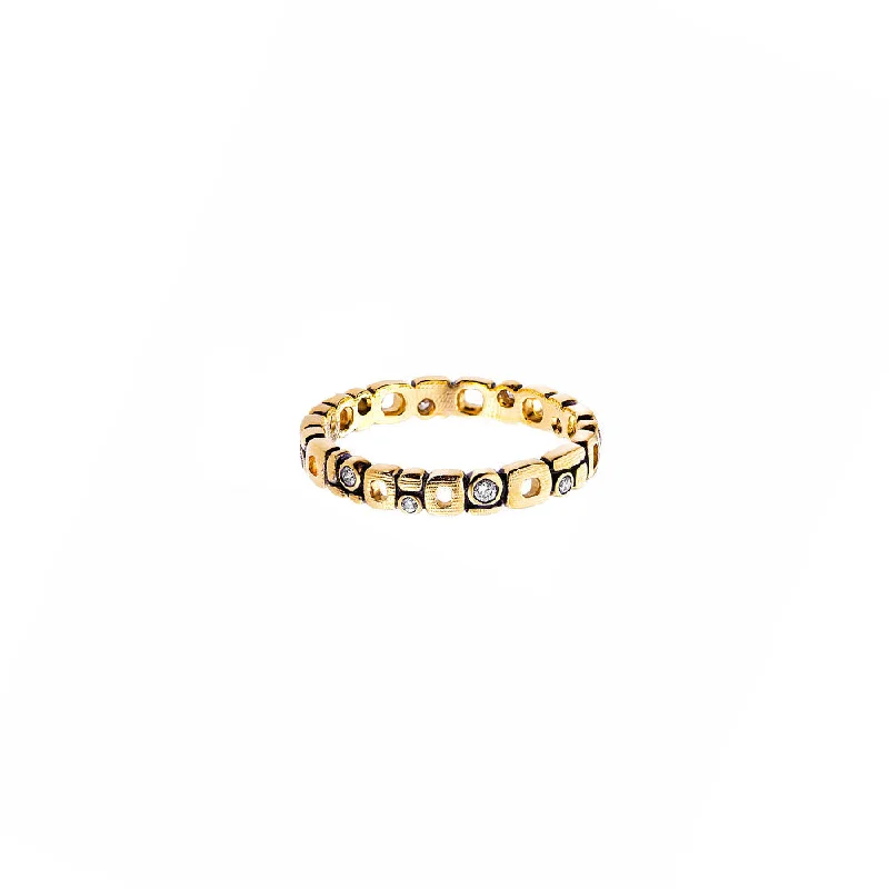 ladies art deco rings-8 Karat Yellow Gold "Micro Windows" Diamond band