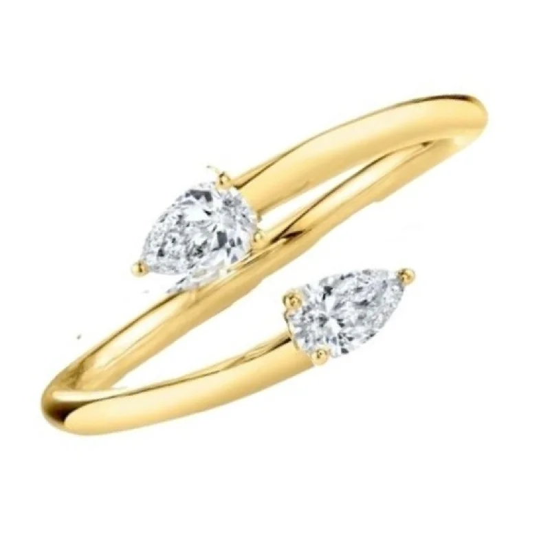 ladies moonstone rings-Double Diamond Pear Ring