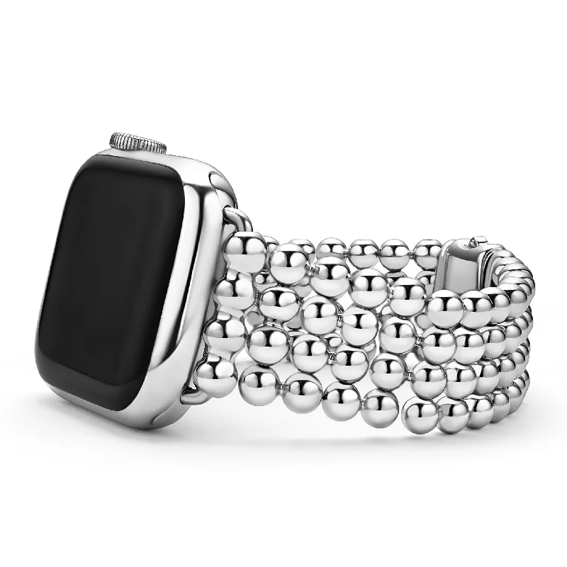 ladies adjustable bracelets-Smart Caviar Stainless Steel Infinite Caviar Beaded Watch Bracelet - 38-45mm