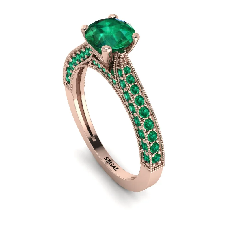 luxury rose gold ladies engagement rings-Classic Vintage Emerald Engagement Ring - Kathryn No. 20