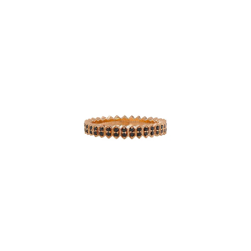 ladies rose gold diamond rings-18 Karat Rosé Gold mini ABACUS band with Black Diamonds