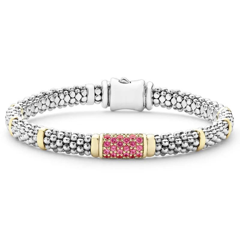 ladies beaded bracelets-Signature Caviar Pink Sapphire Caviar Bracelet | 6mm