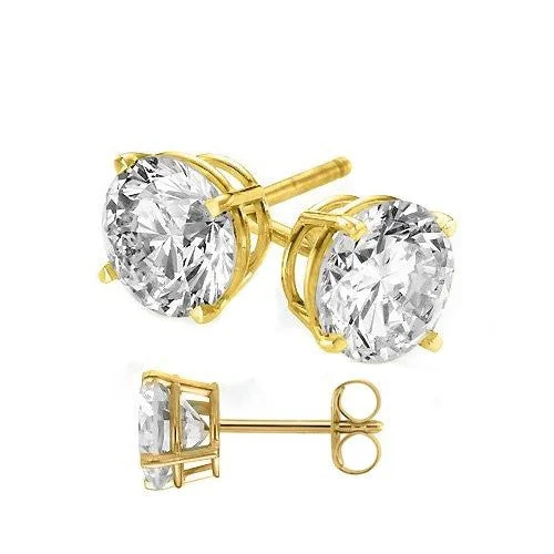 ladies stylish earrings-14 Karat Gold Overlay on 925 Sterling Silver Earrings. Top Quality Cubic Zirconia Round Stones