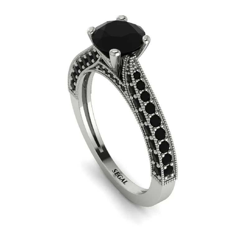 unique ladies engagement rings-Classic Vintage Black Diamond Engagement Ring - Kathryn No. 39