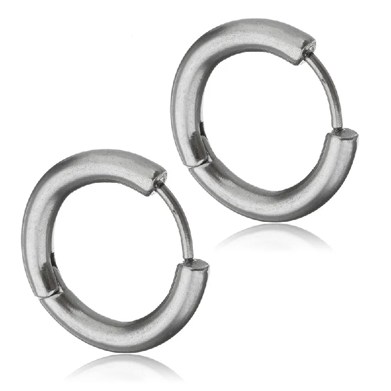 ladies teardrop earrings-SEXY SPARKLES SS 1Pair Silver-Plated Stainless Steel Mens Womens Hoop Earrings Cartilage Lip Piercing Nose Hoop Hypoallergenic 12mm