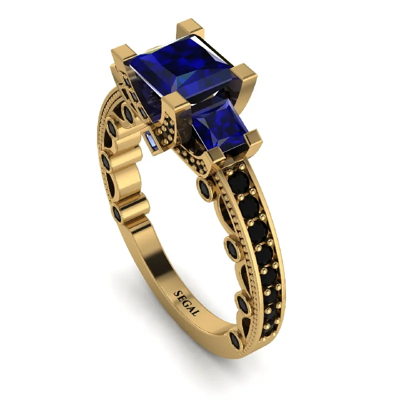 unique engagement rings for ladies with sapphire-Modern Geometric Sapphire Gold Engagement Ring - Beverly No. 43