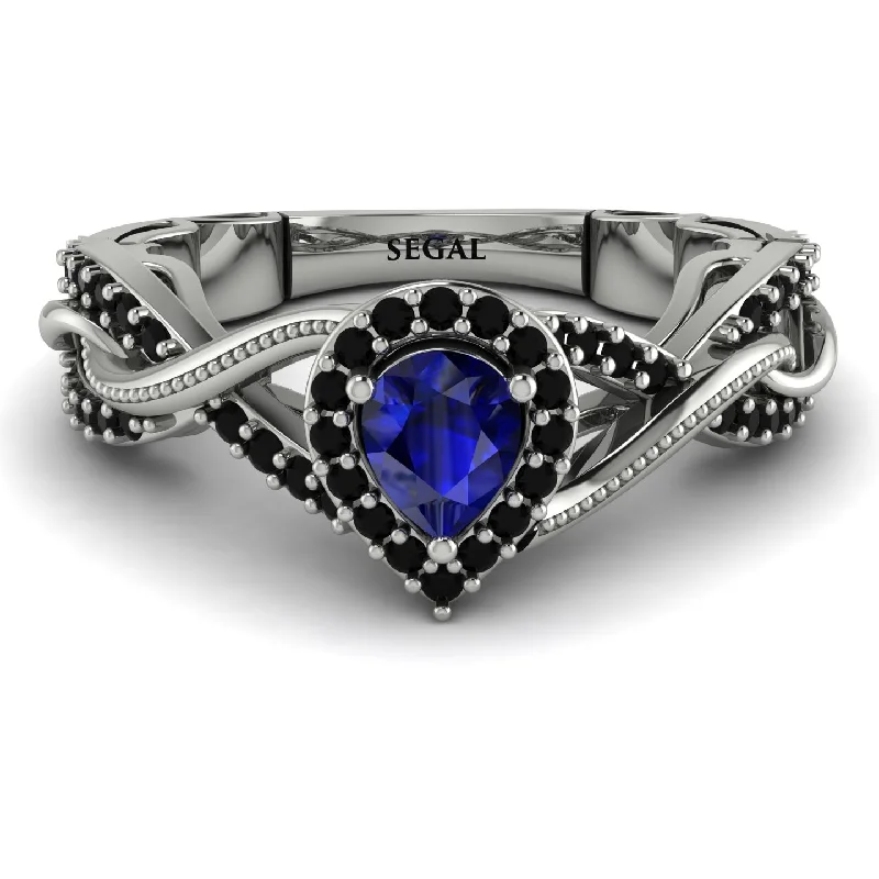 princess cut engagement rings for ladies-Infinity Inspired Halo Sapphire Engagement Ring - Teresa No. 45