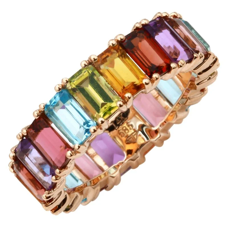 ladies oval shaped rings-Rainbow Eternity Ring