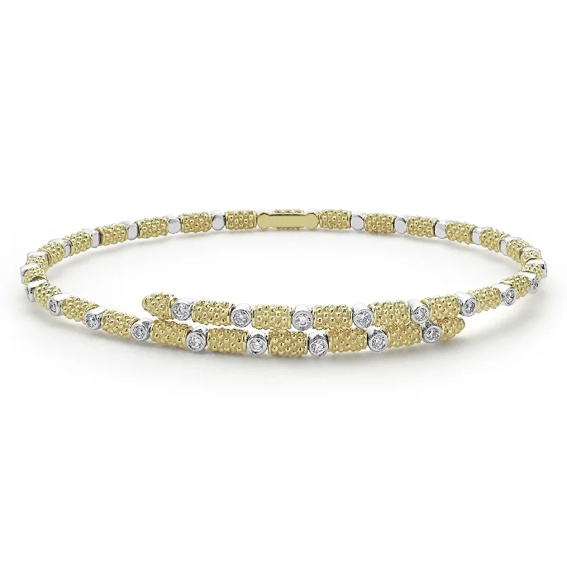 ladies wrap-around bracelets-Signature Caviar 18K Gold and Diamond Superfine Cuff Bracelet