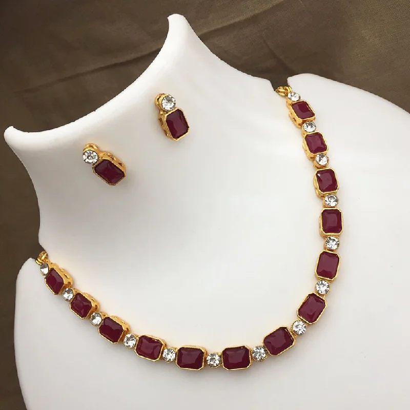 ladies seasonal necklaces-Trilok Jewel Gold Plated Austrian Stone And Crystal Stone Necklace Set (Assorted Color)