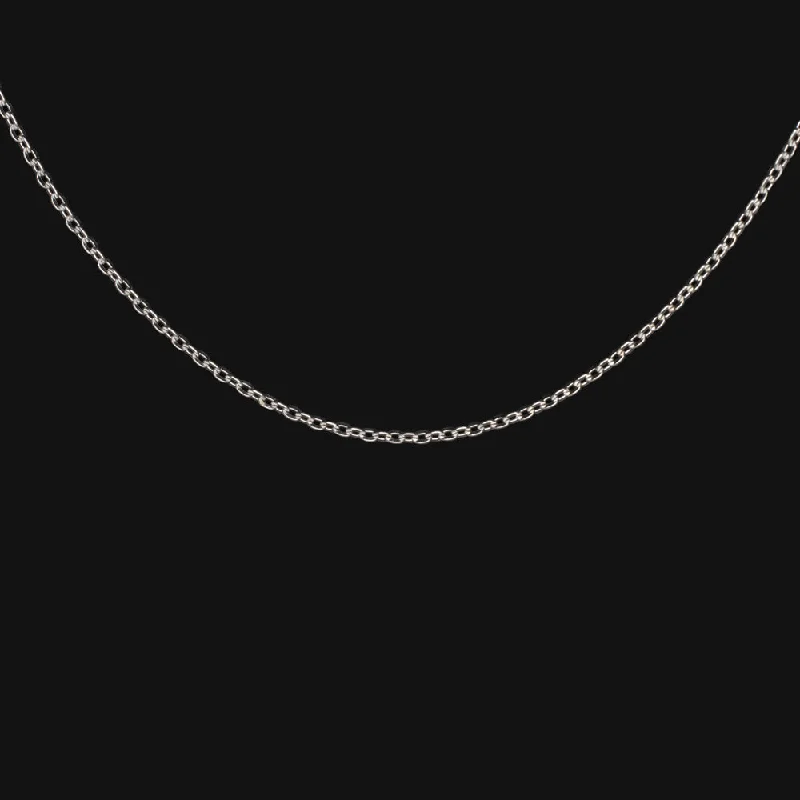 ladies nature-themed necklaces-PLATINUM FLAT CABLE CHAIN 18in 0.90mm NECKLACE CLASSIC STURDY SOLID THIN DAINTY