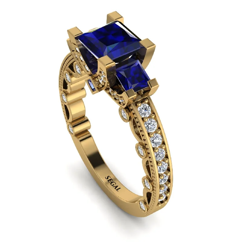 designer ladies engagement rings-Modern Geometric Sapphire Gold Engagement Ring - Beverly No. 13