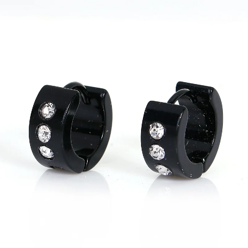 ladies everyday earrings-Sexy Sparkles Titanium Steel Mens Womens Hoop Earrings Piercings Huggie Hypoallergenic