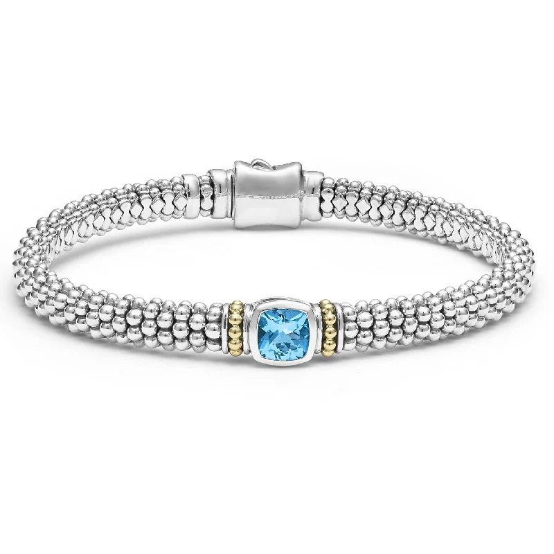 ladies minimalist bracelets-Rittenhouse Swiss Blue Topaz Caviar Bracelet | 6mm